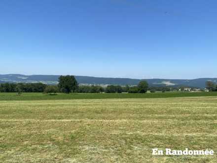 Vue sur les monts du Lomont et ses éoliennes
